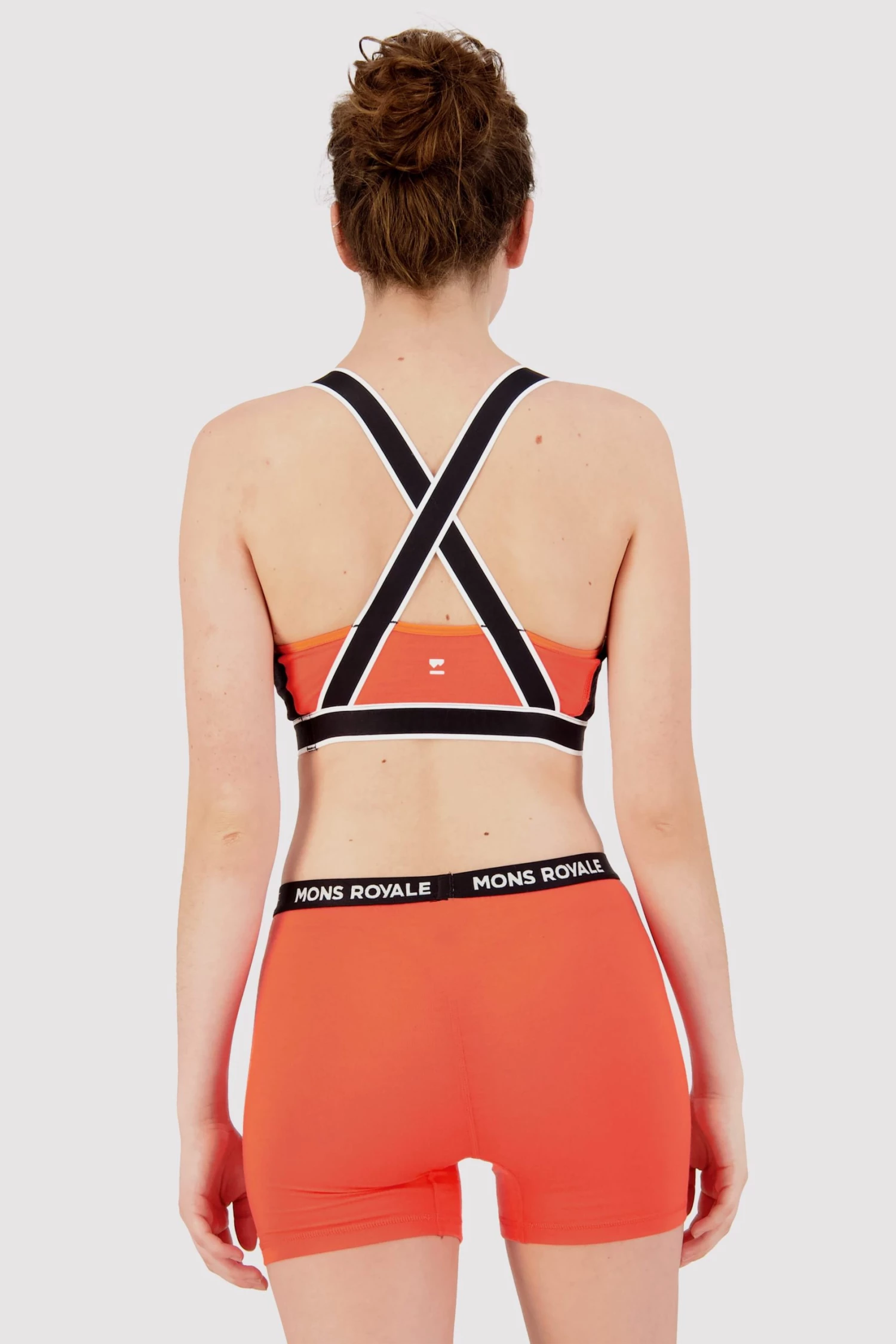 Mons Royale Stella X-Back Bra - Hot Coral Black