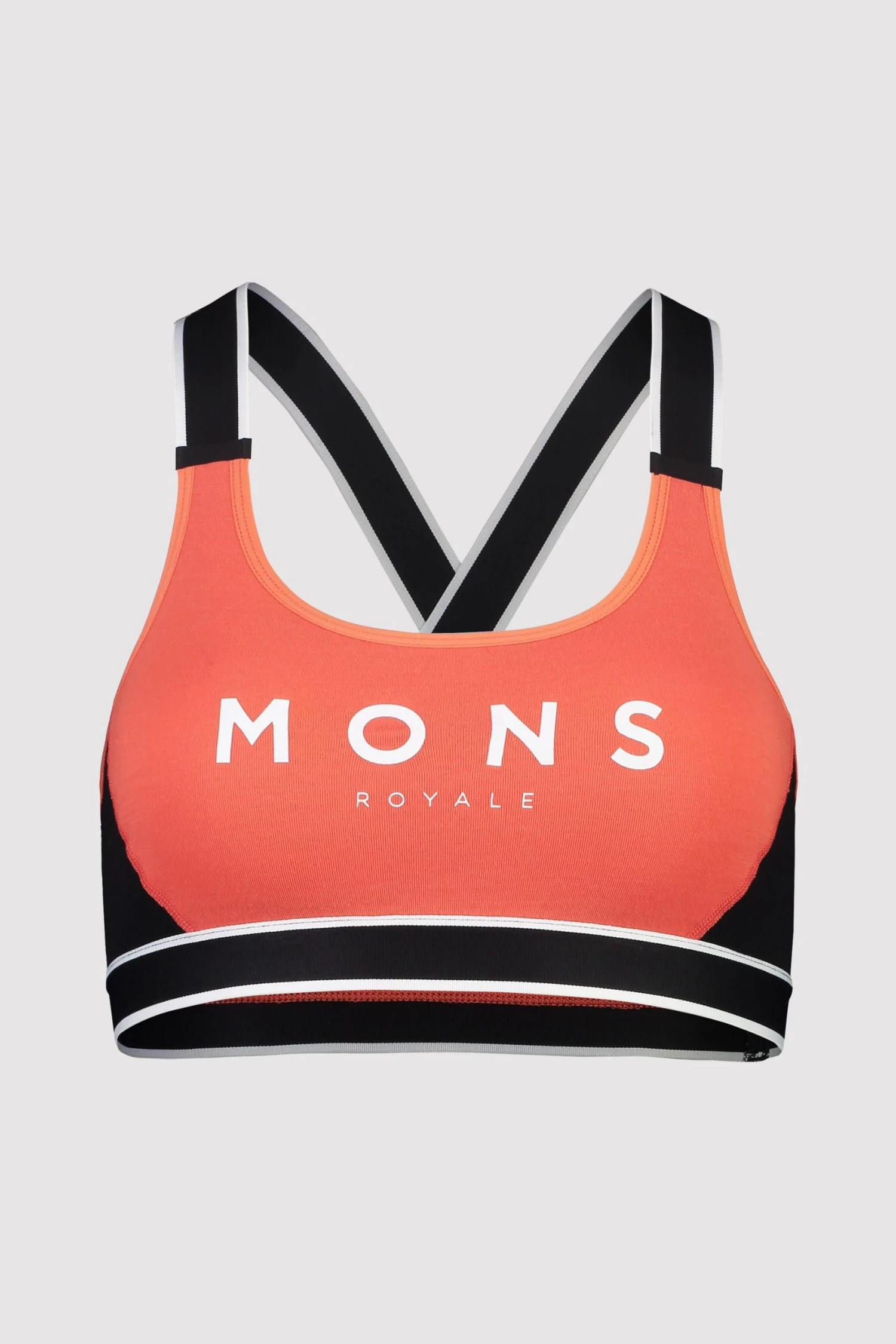 Mons Royale Stella X-Back Bra - Hot Coral Black