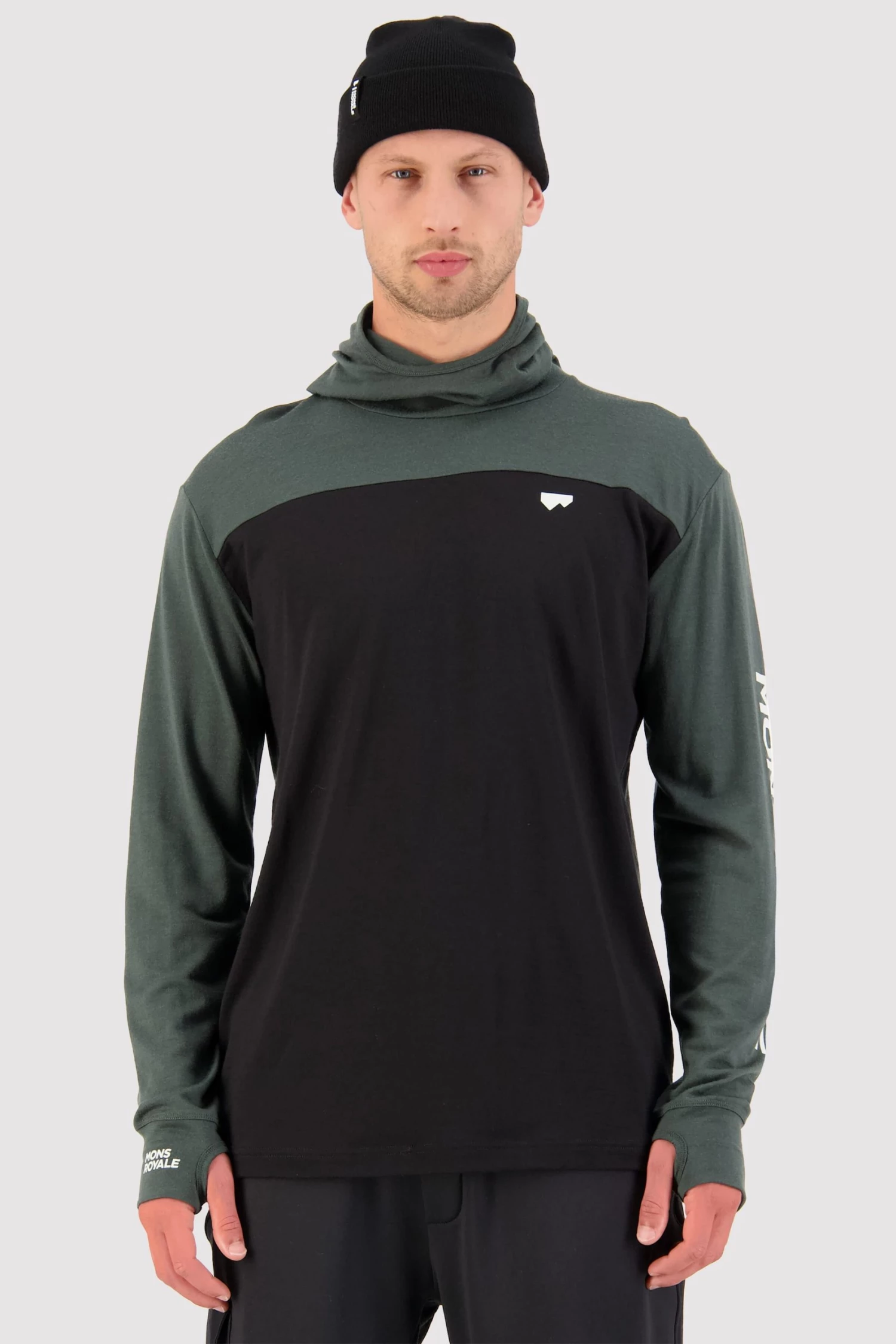 Mons Royale MEN Yotei Powder Hood LS - Rosin Black