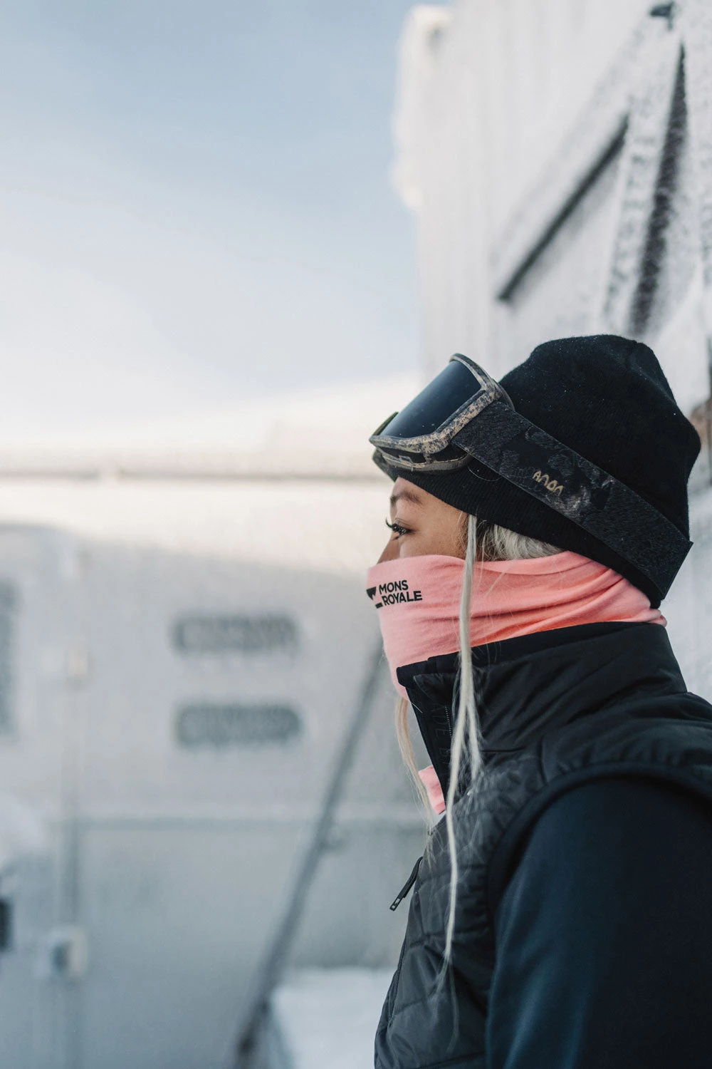 Mons Royale Double Up 100% Merino Neckwarmer - Peach