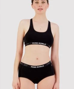 Mons Royale Sierra Sports Bra - Black Merino Air-Con