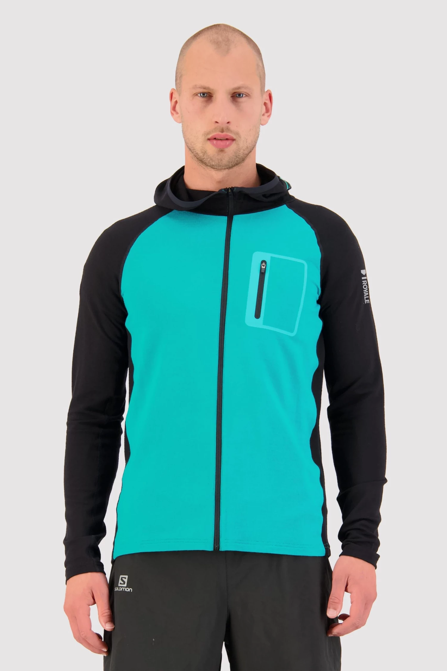 Mons Royale Traverse Full Zip Hood - Marina Black