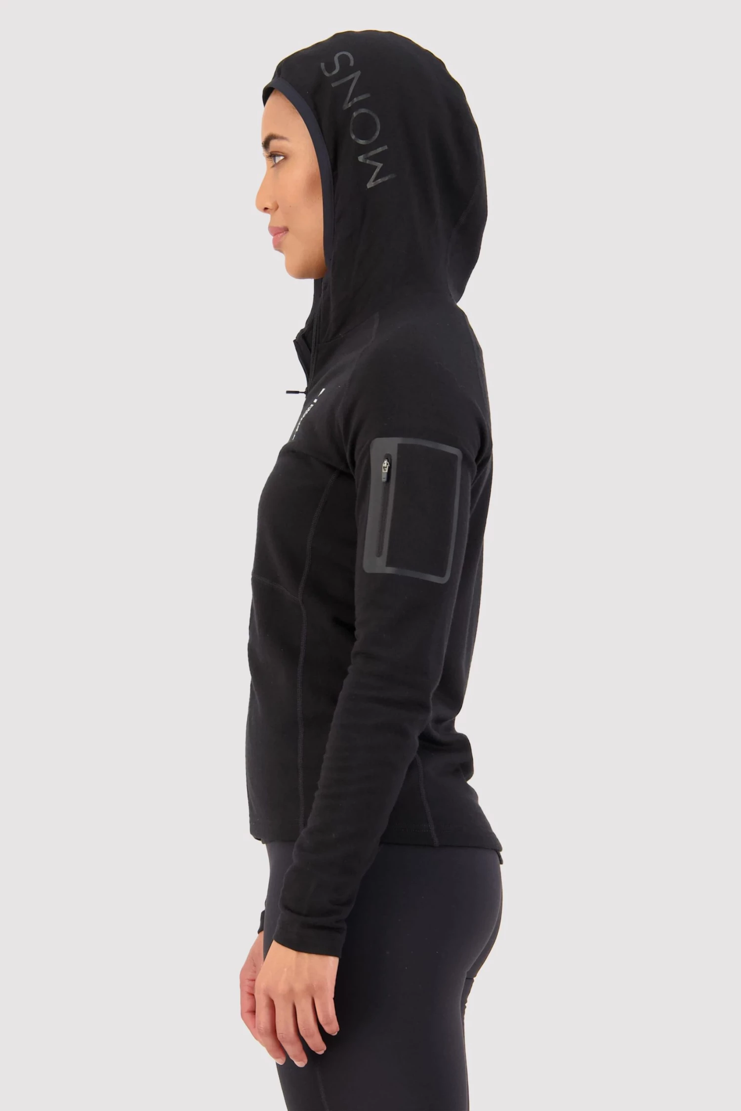 Mons Royale WOMEN Ascend Full Zip Hood - Black