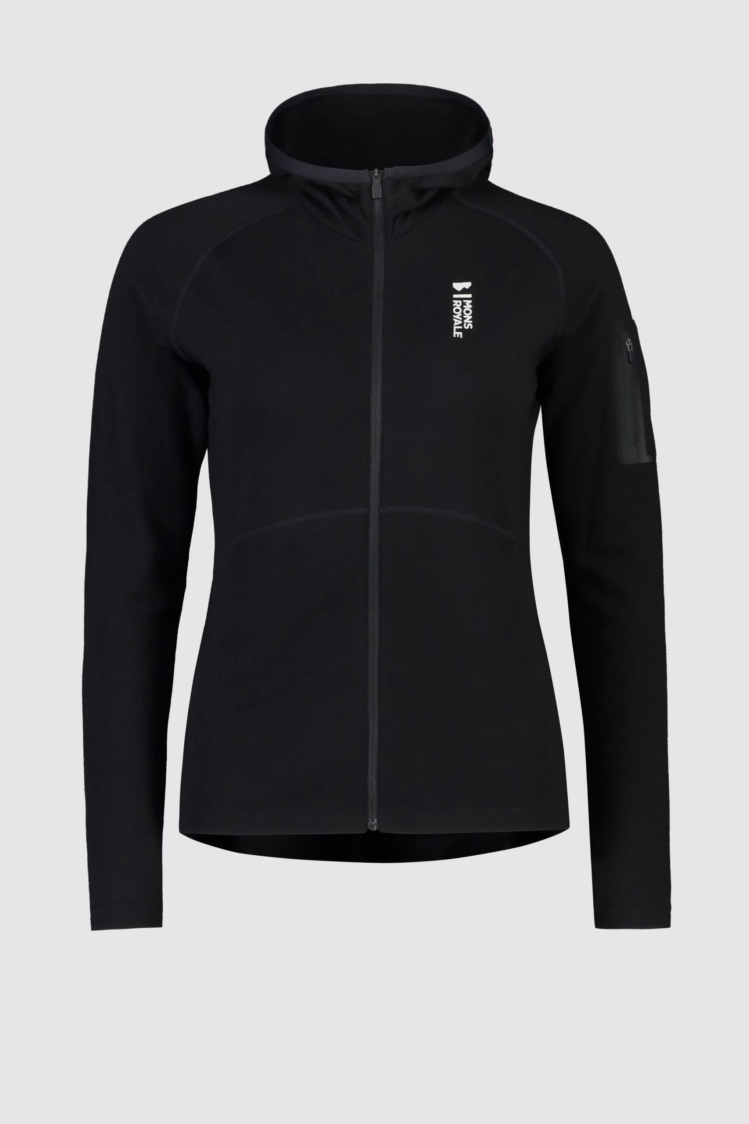 Mons Royale WOMEN Ascend Full Zip Hood - Black