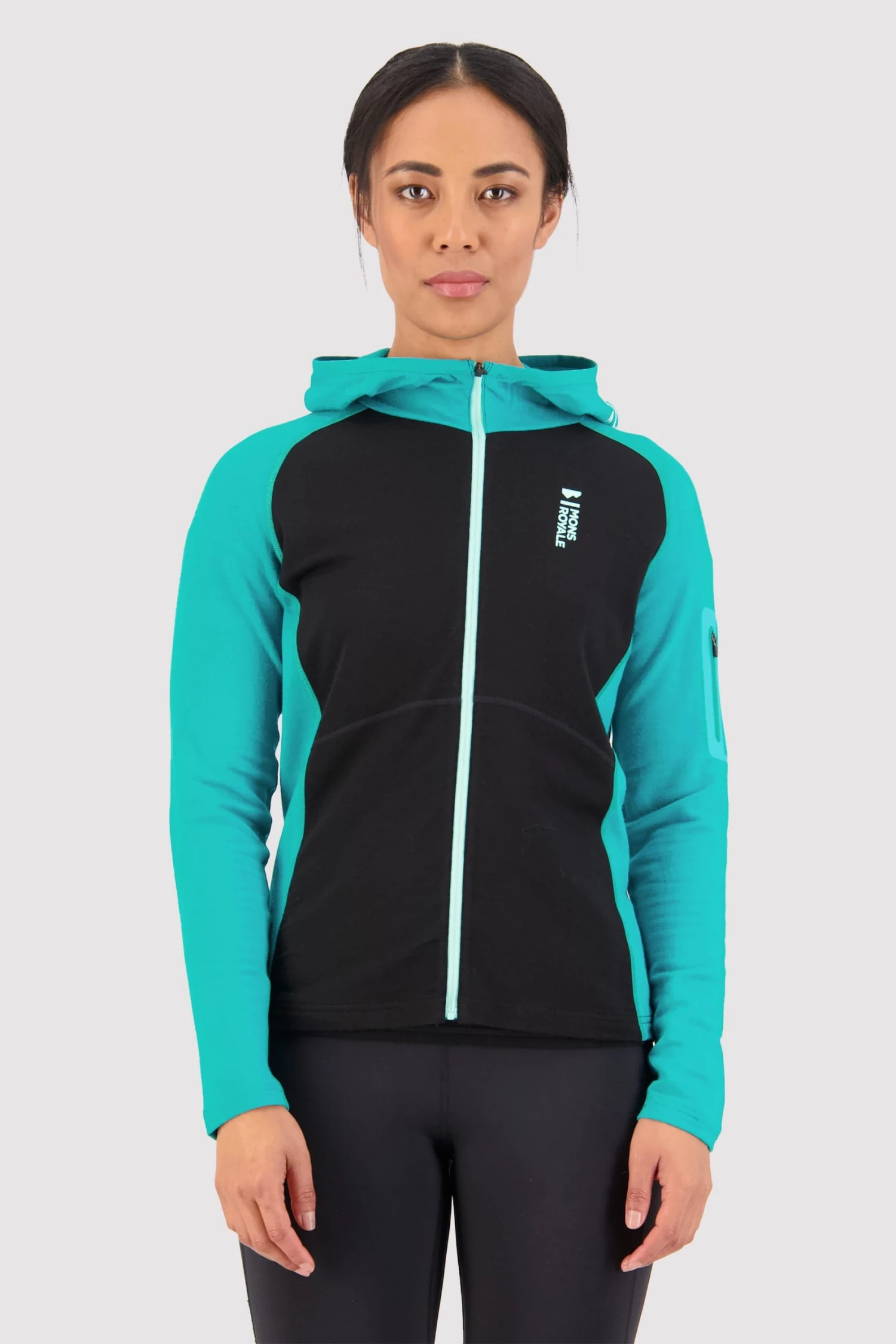 Mons Royale Ascend Full Zip Hood - Marina Black