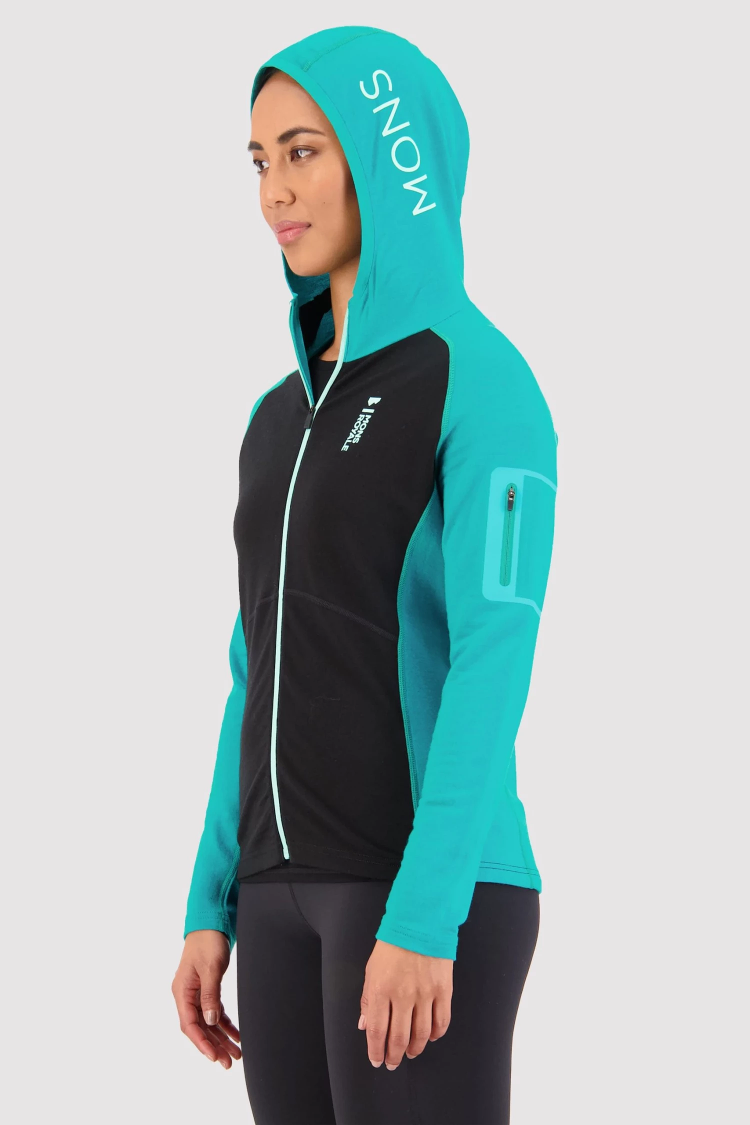 Mons Royale Ascend Full Zip Hood - Marina Black
