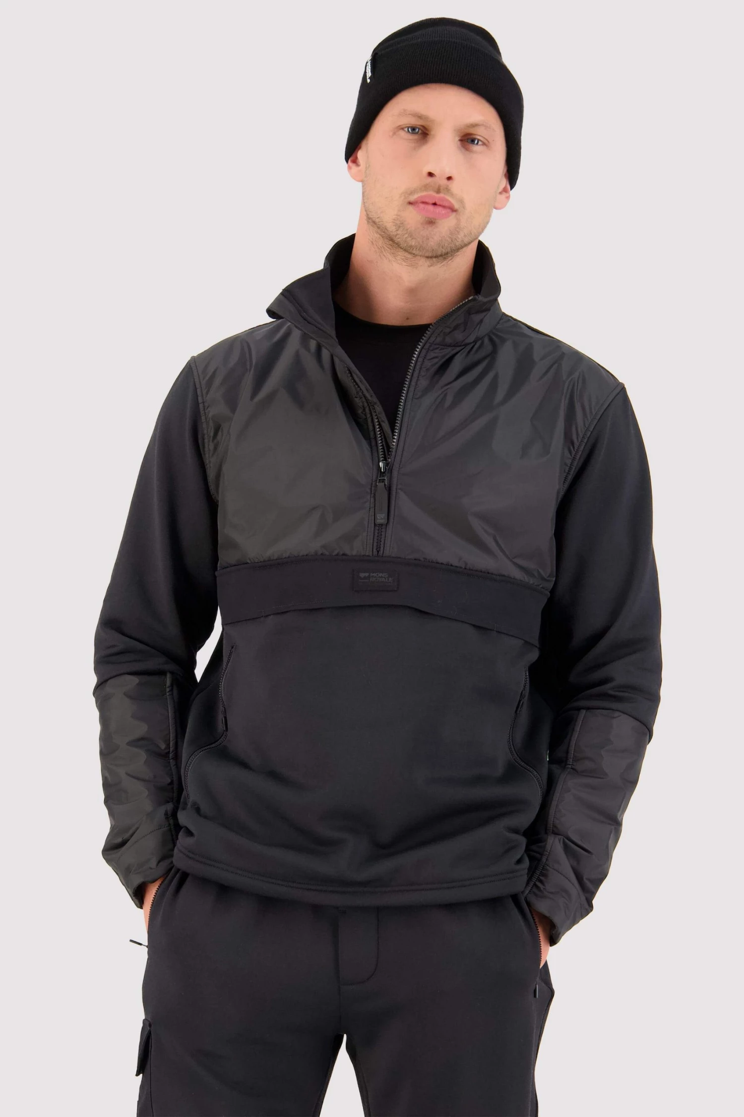 Mons Royale MEN Decade Merino Fleece Pullover - Black