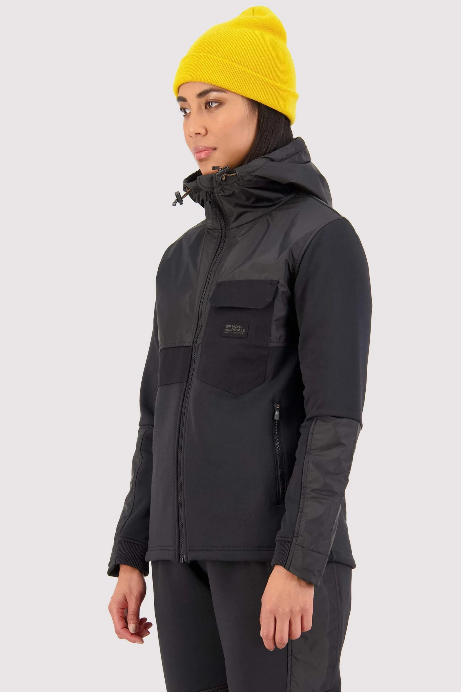 Mons Royale Decade Merino Fleece Hoody - Black WOMEN