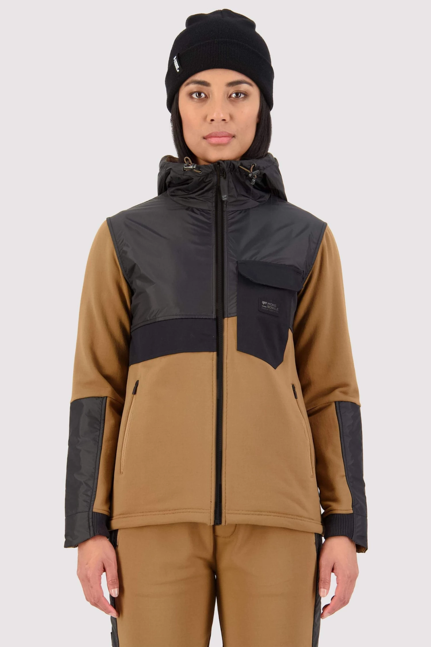 Mons Royale Decade Merino Fleece Hoody - Toffee WOMEN