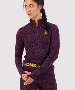 Mons Royale Cascade Merino Flex 1/4 Zip - Winter Leopard