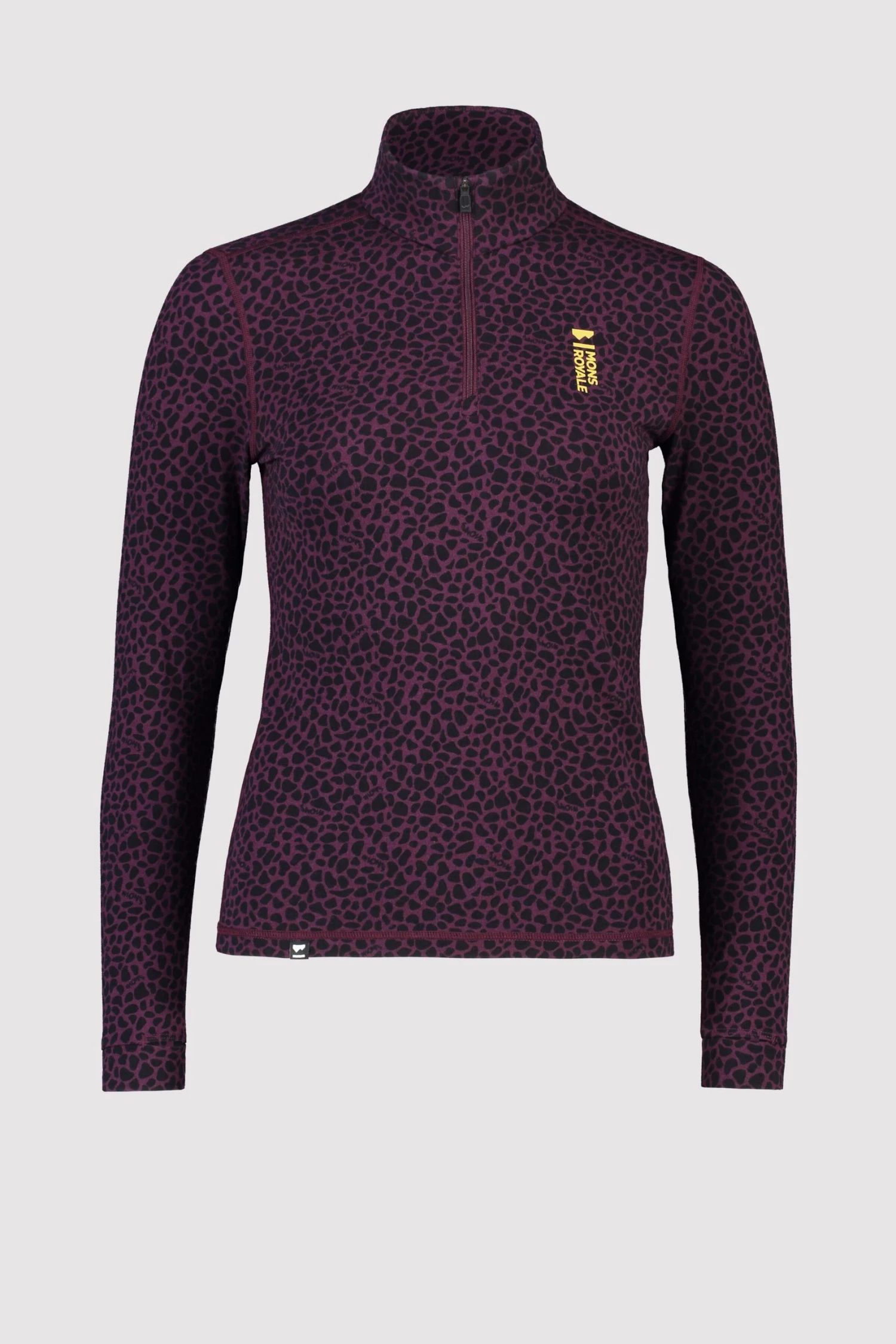 Mons Royale Cascade Merino Flex 1/4 Zip - Winter Leopard