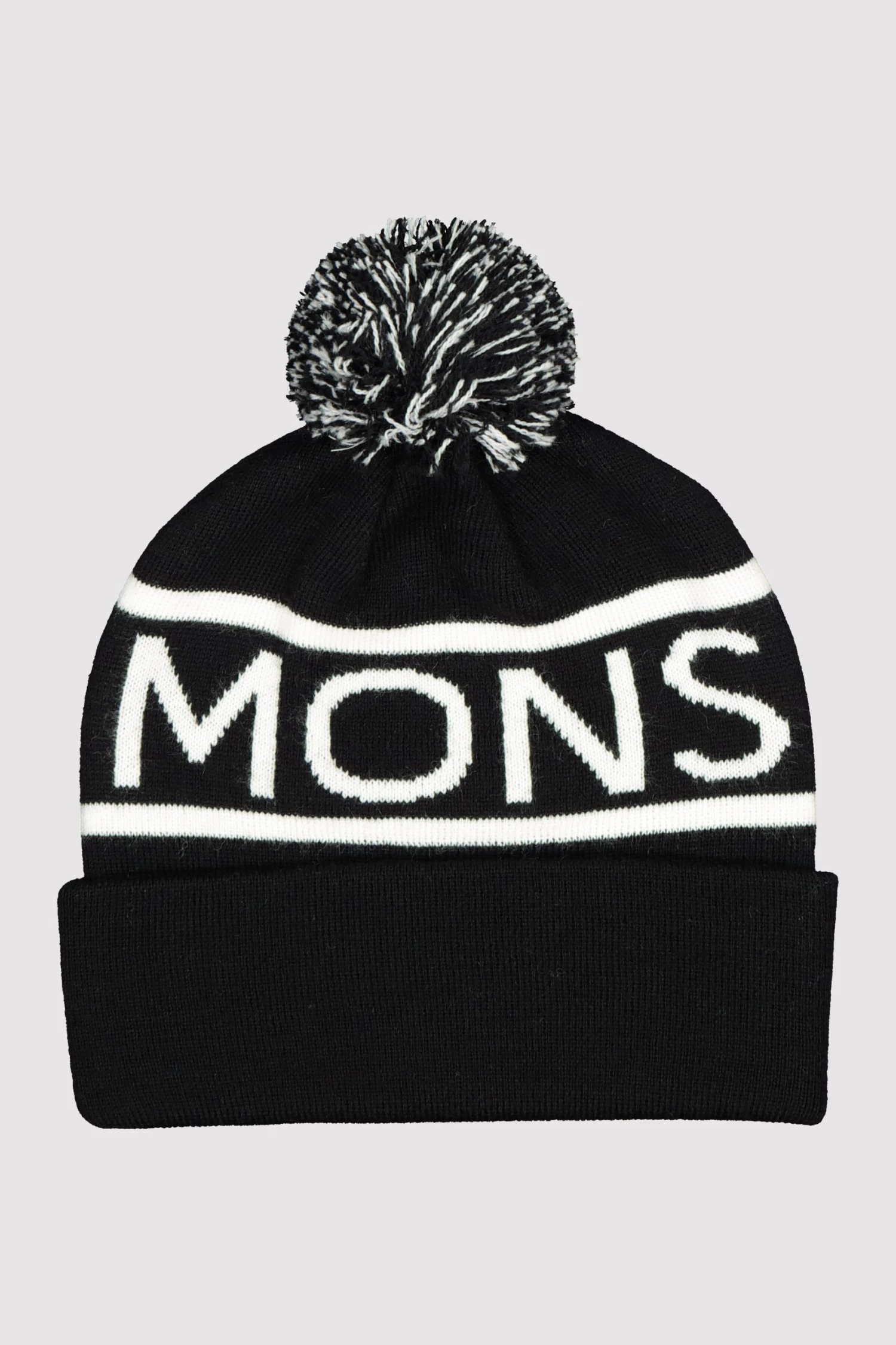 Mons Royale Pom Pom Beanie - Black White